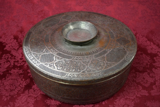 BEAUTIFUL HAMMERED COPPER/SILVER CONTAINER!