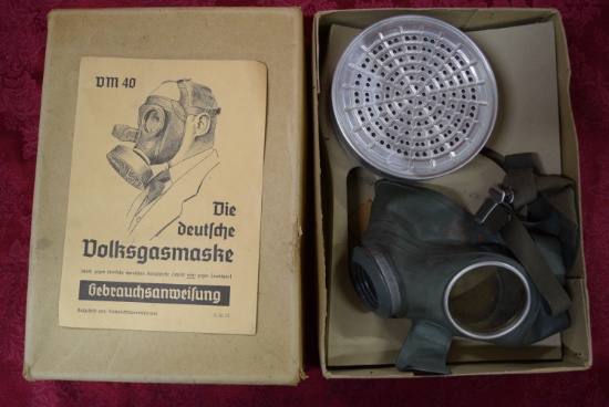 GERMAN GAS MASK WITH PAMPHLET!
