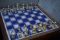 STUNNING BLUE AND SILVER CHESS SET!