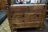 EXTREME CARVED VINTAGE WOODEN CHEST!