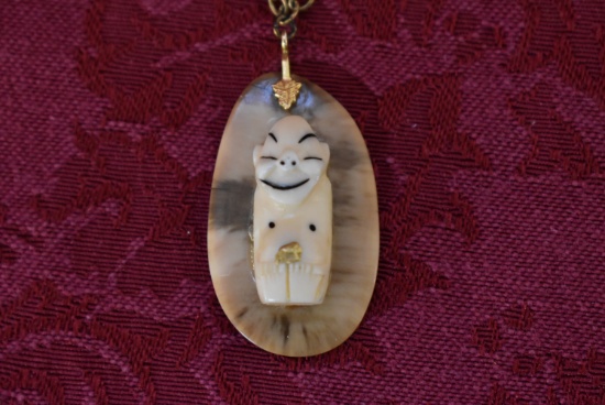 EARLY IVORY FIGURE NECKLACE!