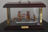 THE HMS DISCOVERY GLASS SHIP IN GLASS CASE!