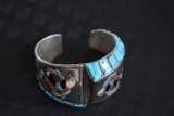 SILVER AND TURQUOISE NATIVE AMERICAN BRACELET!