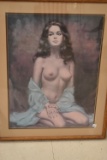 LARGE PARCIALLY NUDE BEAUTY PAINTED AND FRAMED!