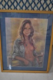 YOUNG PARCIALLY NUDE FEMALE FRAMED PRINT!
