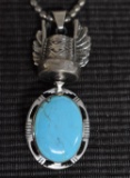 NATIVE AMERICAN SILVER AND TURQUOISE NECKLACE!
