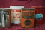 4 VINTAGE TIN BUCKETS WITH LIDS!