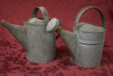 TWO VINTAGE GALVANIZED WATERING CANS!