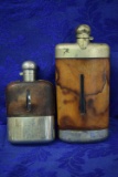 EARLY LEATHER AND GLASS FLASK!