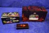 VINTAGE ORIENTAL THEMED WIND UP JEWELRY BOXES!
