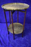 HAND TOOLED BRASS AND WOOD SIDE TABLE!