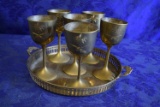 STUNNING 1970'S BRASS GOBLETS WITH TRAY!