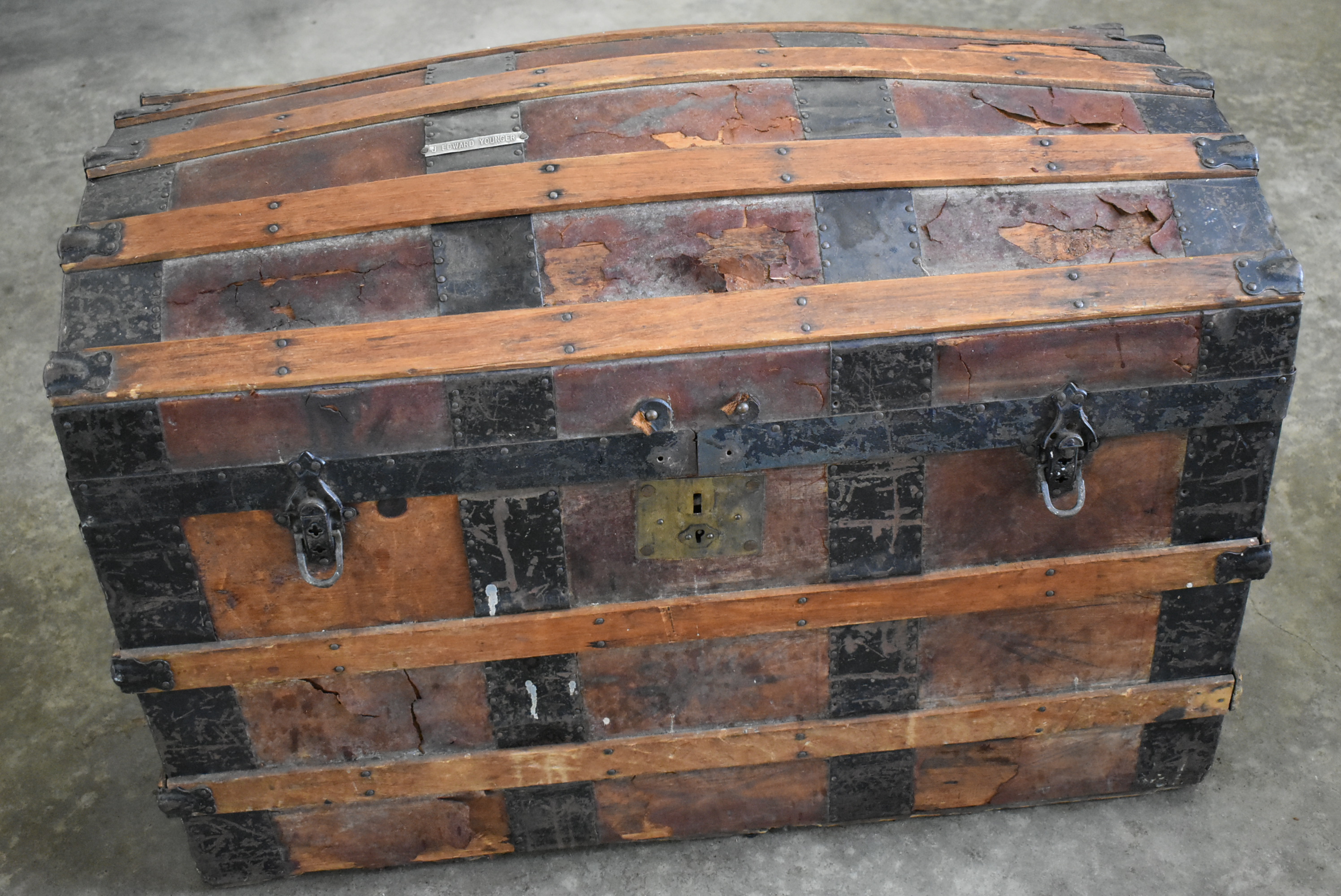 Sold at Auction: A large antique steamer trunk