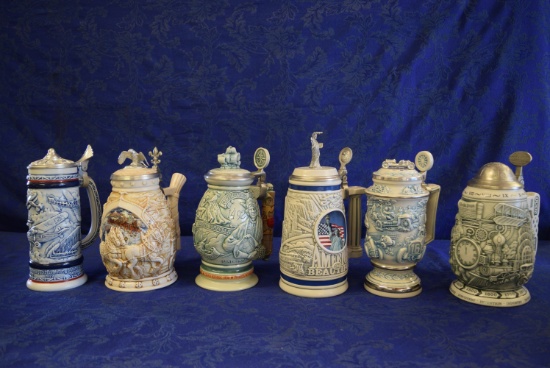 6 VINTAGE AVON COLLECTORS BEER STEINS!