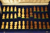 EARLY INTRICATELY CARVED WOOD CHESS PIECE SET!