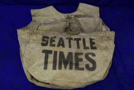 RARE EARLY SEATTLE TIMES NEWSPAPER CARRIER BAG!