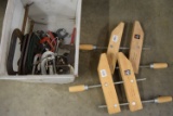 LOT OF METAL AND WOOD CLAMPS!