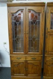 SOLID OAK LIGHTED CURIO ARMOIRE!