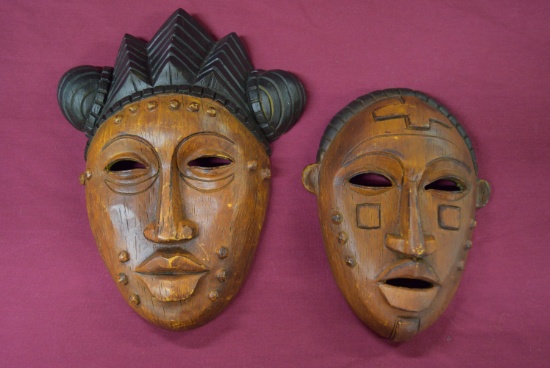 PRIMITIVE BOY AND GIRL WALL HANGING MASKS!