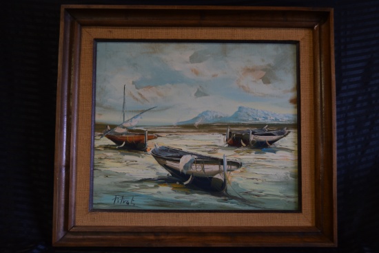 VINTAGE NAUTICAL OIL PAINTING!
