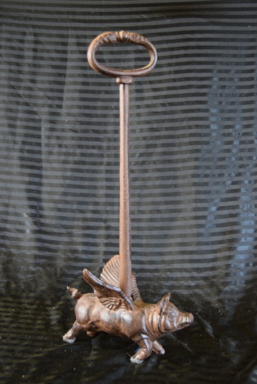 CAST IRON FLYING PIG DOORSTOP!