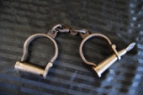 ANTIQUE DARBY HANDCUFFS WITH KEY!