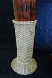 WICKER UMBRELLA STAND WITH UMBRELLAS!