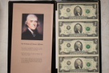 UNCUT US $2 BILL FULL SHEET WITH OCO!