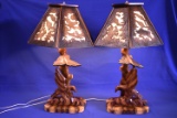 VINTAGE HAND CARVED WOODEN LAMPS!