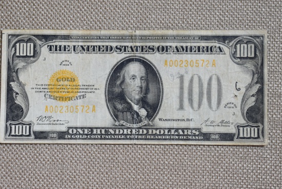 1928 $100 GOLD NOTE!!! O/A