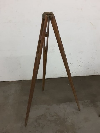 Vintage Transit Wooden Tri-pod W/ Brass Works, Cast Iron Feet, Approx. 3 1/