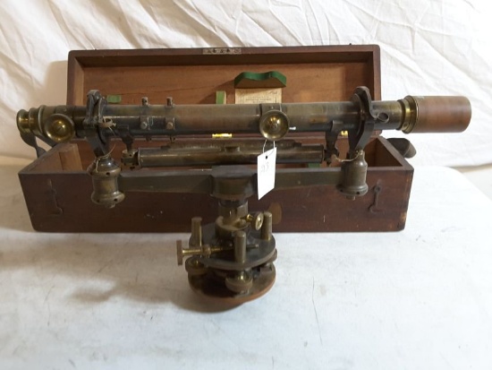 F.W.Lincoln Jr. & Co. Vintage Brass Transit/level W/numbers Matching Wooden