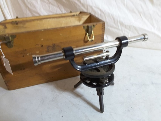 Starrett Approx. 13" X Approx. 8"t Vintage Survey Transit W/ Starrett Case.
