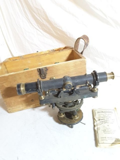 David White #12625-s Approx. 12"l X 8"t Vintage Survey Transit W/ Vintage W