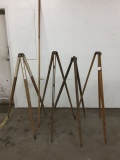 Incl: 4-vintage Wooden Tri-pod Stands In Varied Sizes. Estimated Shipping