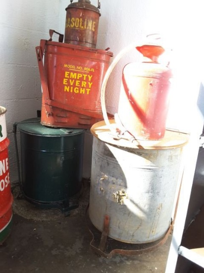 3- Safety Waste Cans, One Small Approx. 1 Gallon Gas Can & Sprayer Can