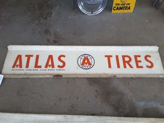 Approx. 16"t By Approx. 72"w Atlas Tires Steel Double Sided Sign