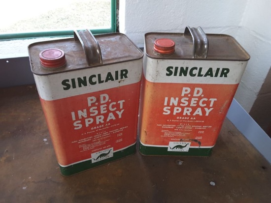 2- 1 Gallon Sinclair Insect Spray Tin Cans