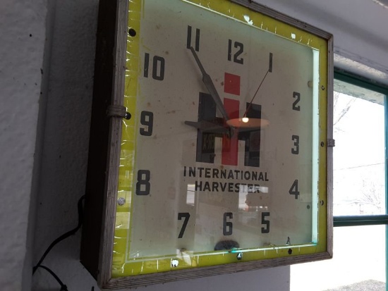 Approx. 16" Square Lighted International Harvestor Clock, Light Works, Cloc