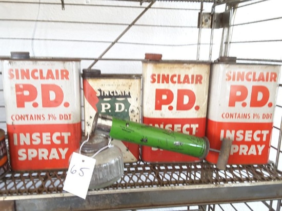 Contents Of Shelf Mostly Sinclair Oil Tin