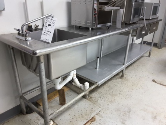 10 1/2'l Stainless Steel Prep Table W/ Sink