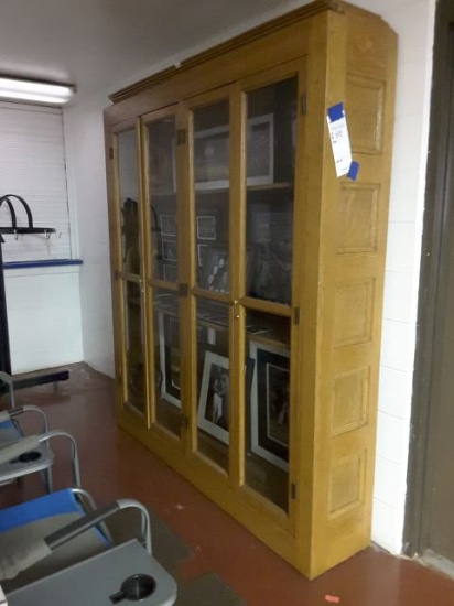 Approx. 75"w X 84"t X 15"d Glass Front Oak Antique Display Cabinet