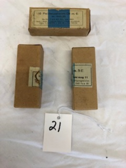 3 Boxes Of 1943 Pistolen Patronen 08me Shells, 16 In Each Box 9 Mm