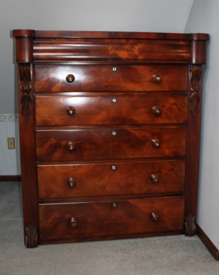 2 Piece Mahogany 6 Drawer Pearl Inlaid Pulls With Base