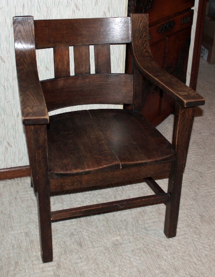 4x Solid Oak Mason Or Other Faternal Organization Arm Chairs