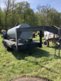 16' beaver tailed triaxle gooseneck trailer w/ approx. 1500 G tank mounted on a diamond plate bed