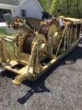 Stationary diesel powered older 2 reel power winch