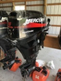 Late model Mercury 15 hp.  Four stroke outboard engines with remote tank