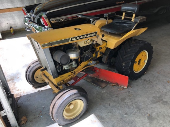 1960's Allis Chalmers v-12 riding lawn tractor with 4' front blade and 40" 3 blade deck