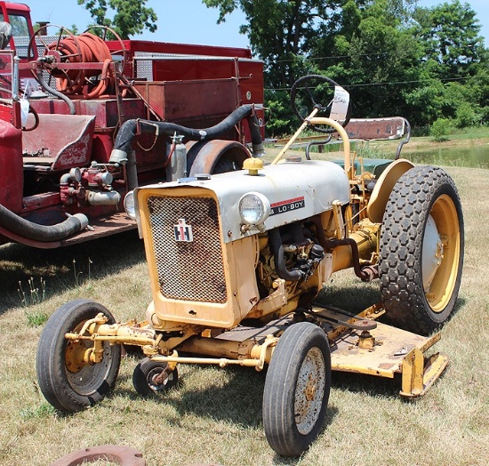 INTERNATIONAL CUB LOW BOY, TURF TIRED, GAS TRACTOR WITH 60' BELLY MOWER, SERIAL #20744J